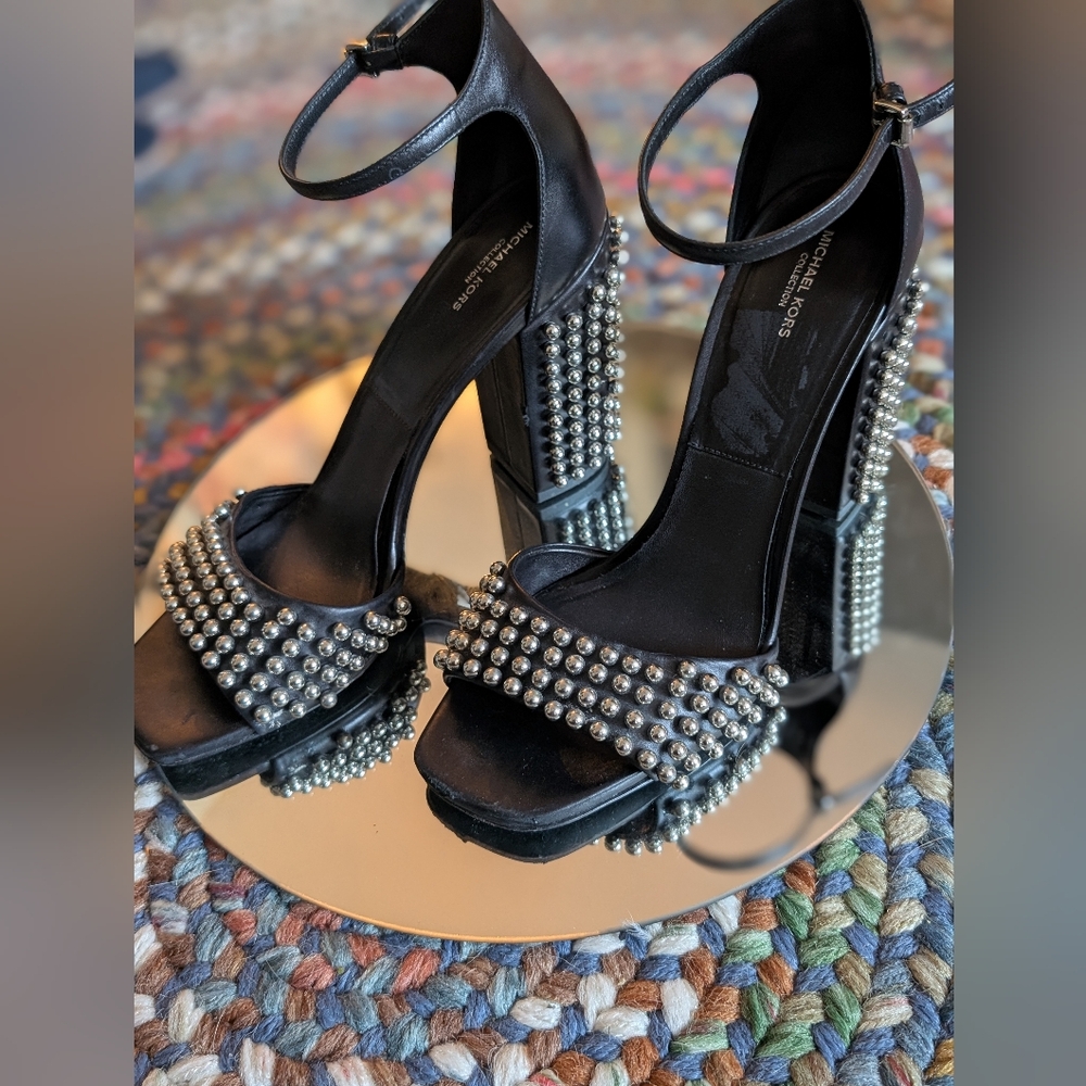 Michael Kors Collection Black and Silver Studded Heels